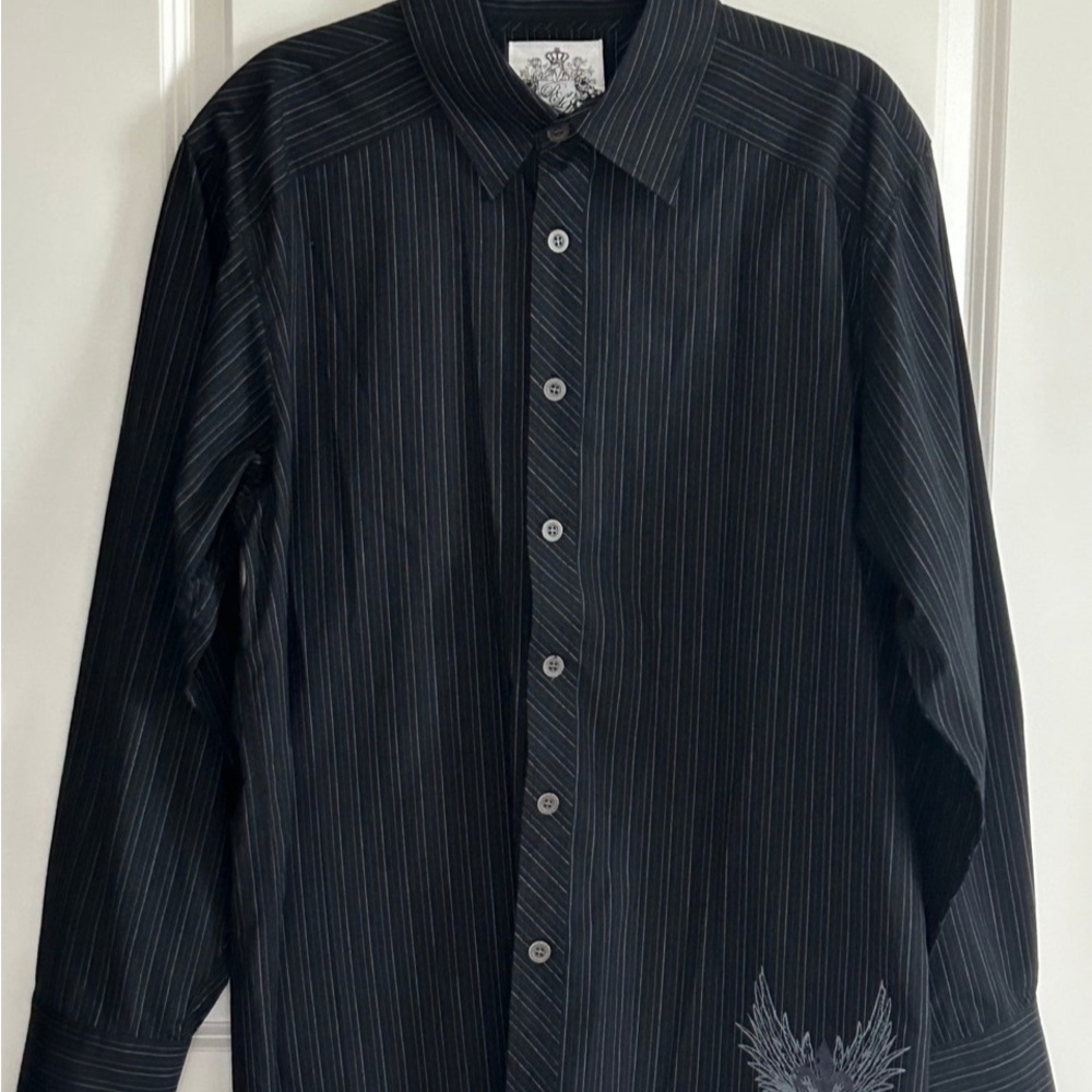 Red Level 9 1763 Mens Black Gray Striped Longsleeve Shirt XL‎ - Picture 3 of 12